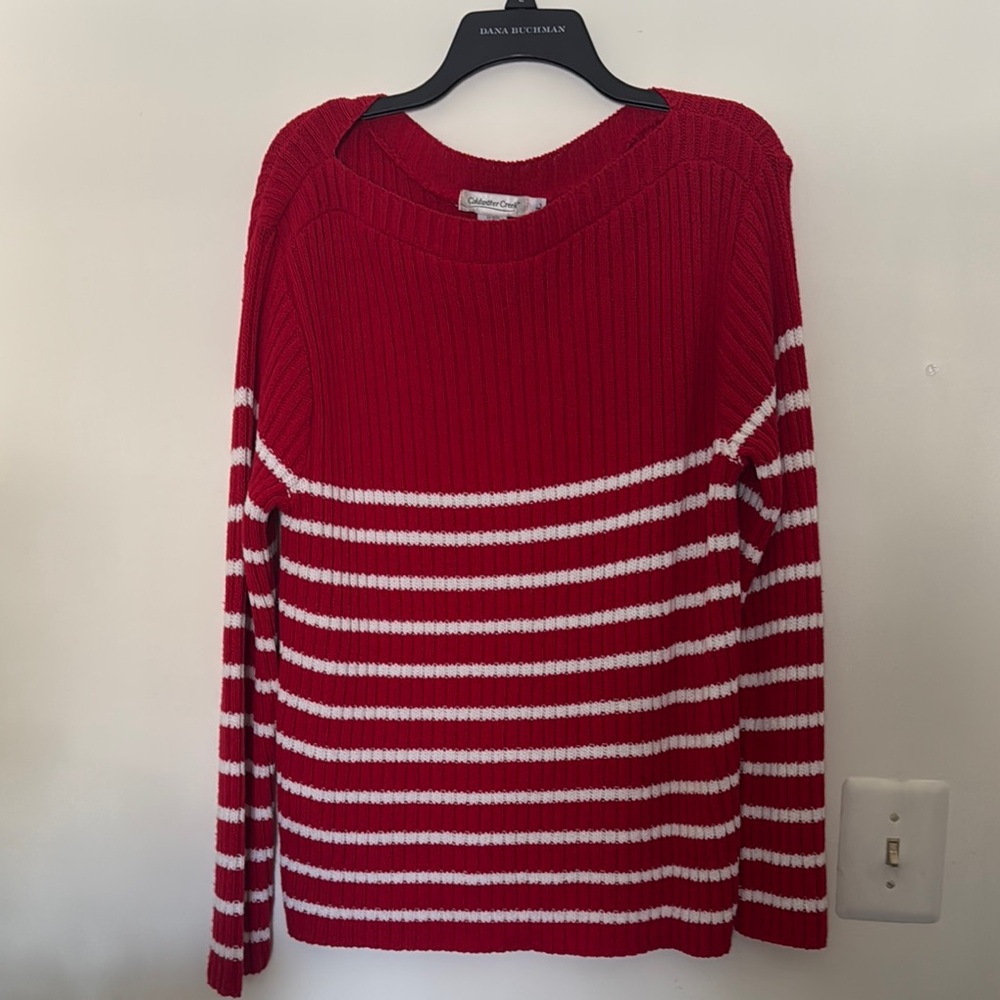 Coldwater Creek Bold Red and White Striped Sweater
